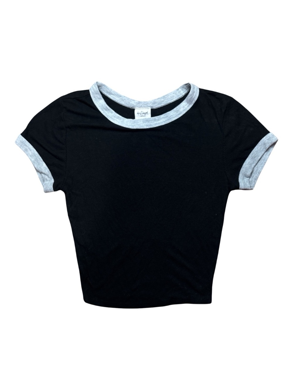 Destined Black & Heather Grey Contrast Ringer Tee XS